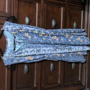 Ann Taylor Loft Sleeveless Blue Floral Summer Dress. Size SP